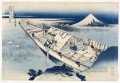 view of fuji from a boat at ushibori 1837 Katsushika Hokusai Ukiyoe